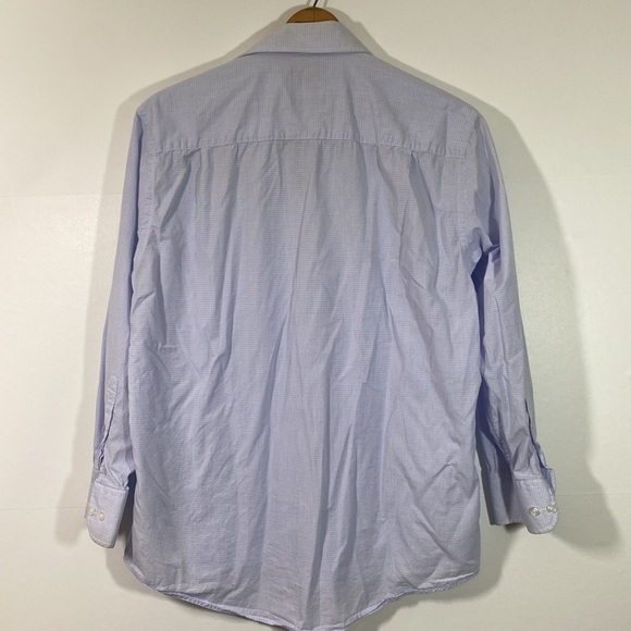 Men's Tattersall 100% Cotton Light Blue Subtle Plaid Dress Shirt Size 16-16.5 - Picture 3 of 9